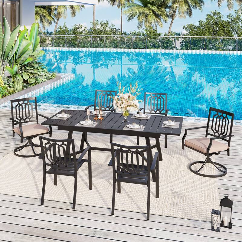 MAISON ARTS 7/9-Piece Outdoor Dining Table Sets with Expandable Rectangular Metal Dining Table & 6/8 Dining Chairs