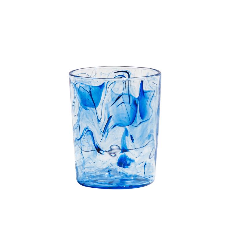 Abode Homewares Aegean Swirl DOF, Blue, 12.4 oz. Set of 6