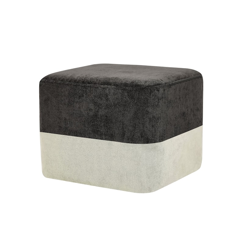 Adeco Square Fabric Ottoman Two-Color Stitching Footrest Stool