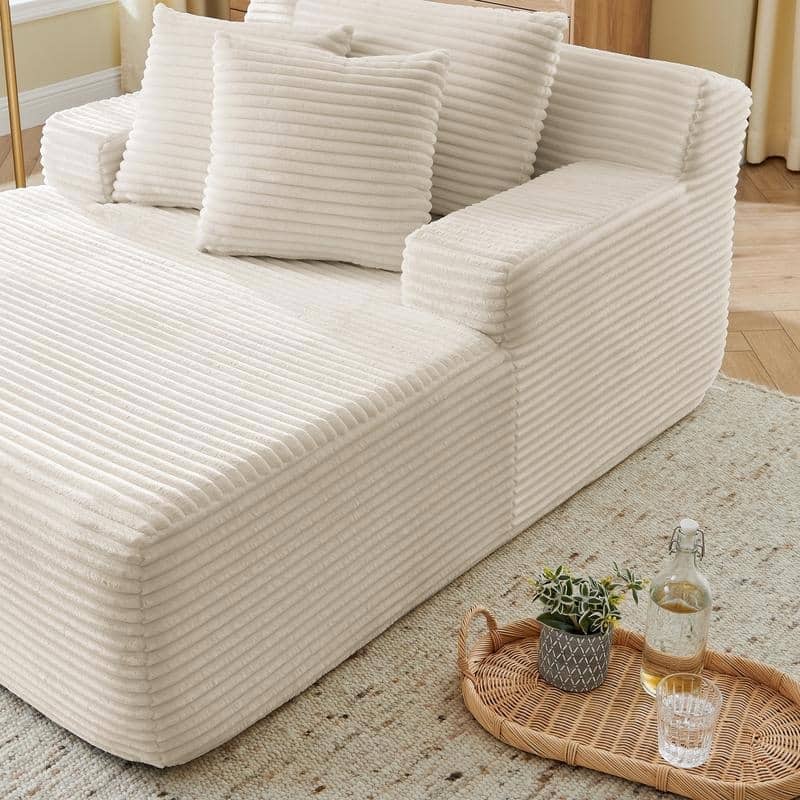 Velvet Lazy Lounge Chair, Fluffy Single Chair, No Assembly Required