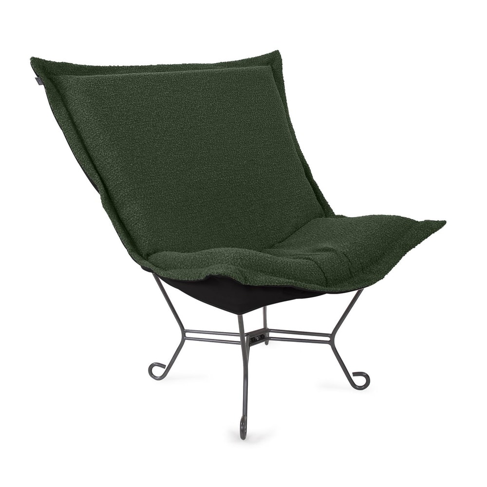 Allan Andrews Scroll Puff Chair with Titanium Frame, Barbet Collection