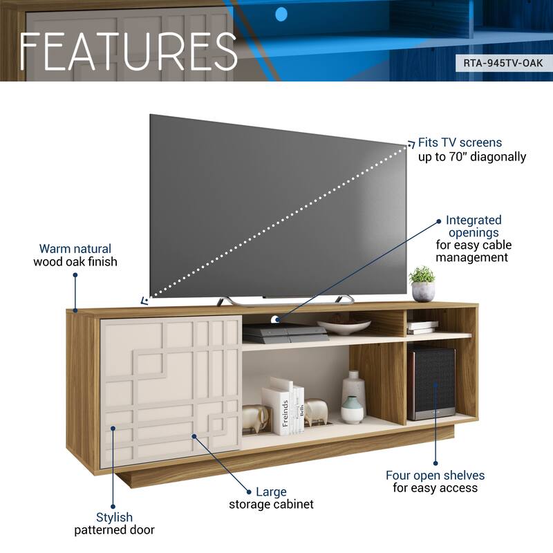 Techni Mobili Contemporary TV Stand for TVs Up to 70in, Oak
