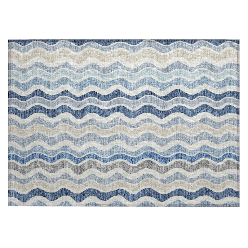 Machine Washable Indoor/ Outdoor Funky Stripe Chantille Rug