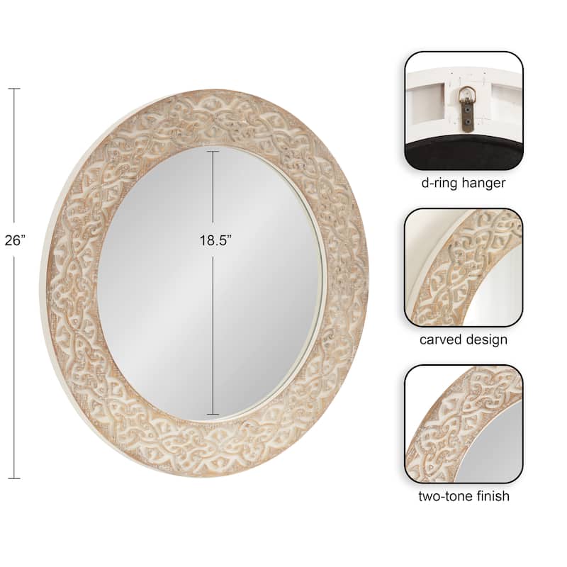 Kate and Laurel Engrahm Framed Mirror - 26" Diameter