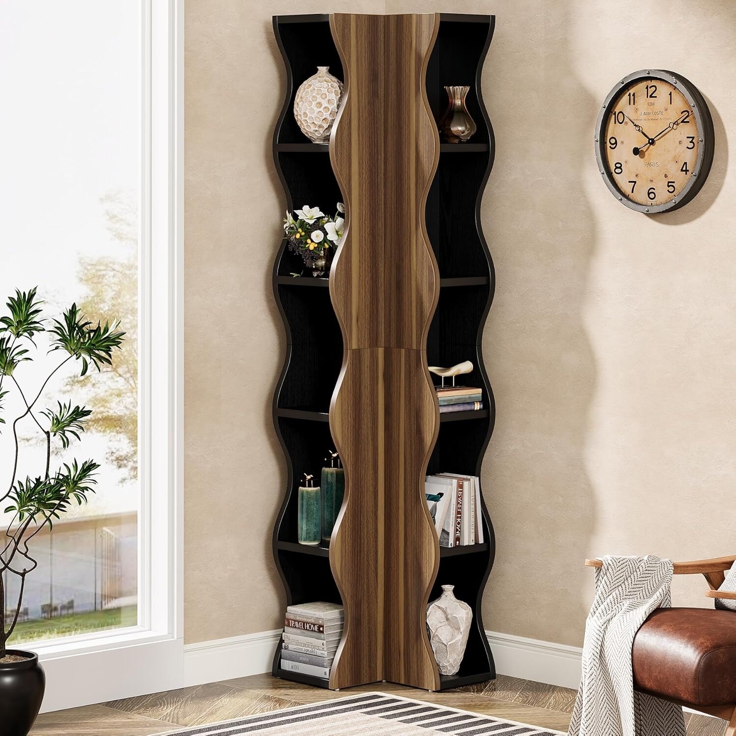 ばぁば（棚） 6-Tier Corner Shelf, 70 Inches Tall Corner Bookshelf - Bed Bath