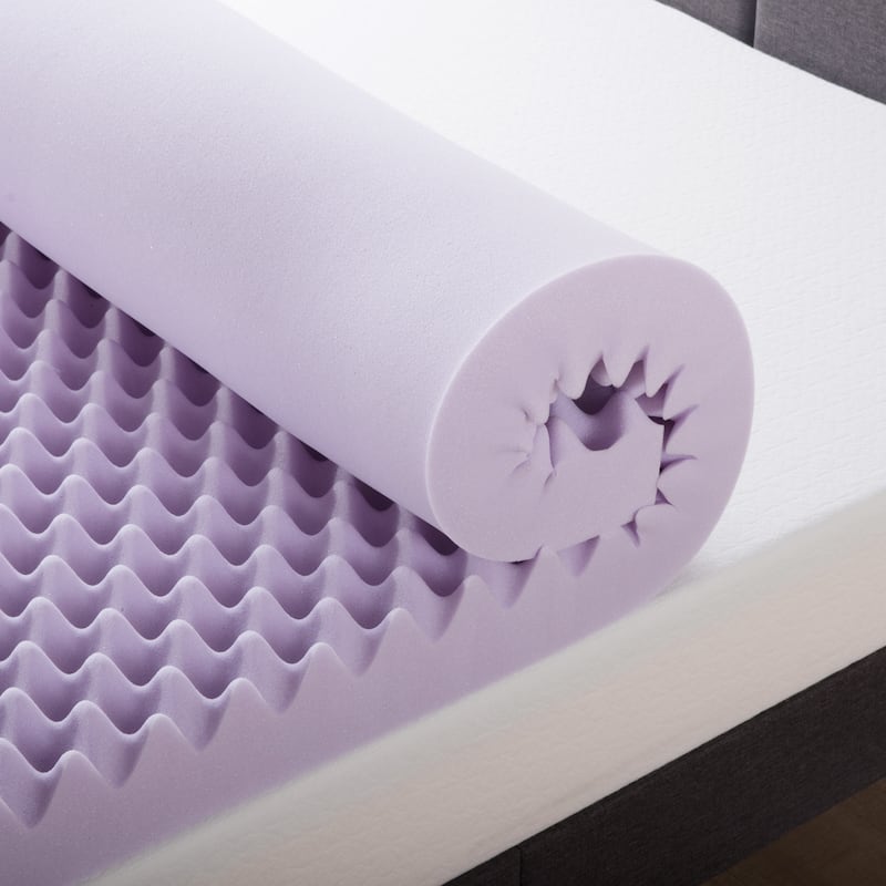 4 Inch Egg Crate Memory Foam Mattress Topper with Soothing Lavender Infusion - Crown Comfort