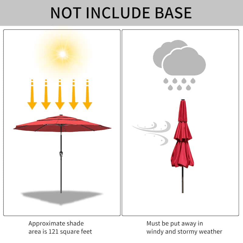 Clihome 11-Ft Outdoor Umbrella Patio UV Protection Umbrella Without Base