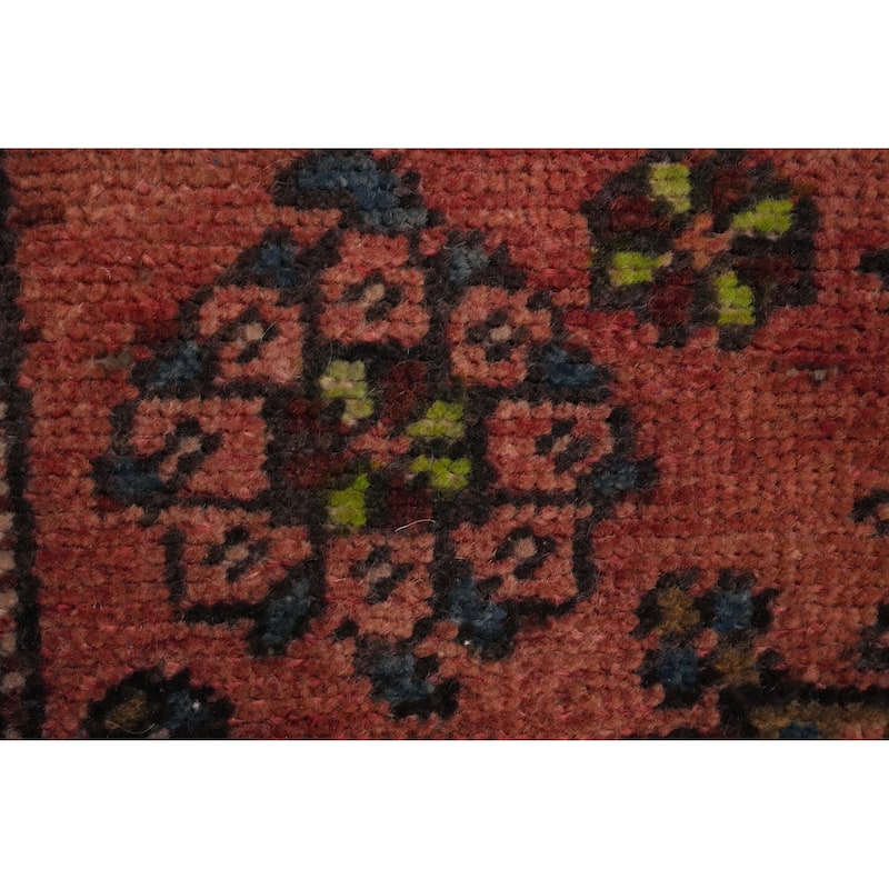 Hand Knotted Oriental 100% Wool Carpet Traditional Geometric Oranges & Rust Heriz Runner Rug - 10' 7'' X 2' 11''