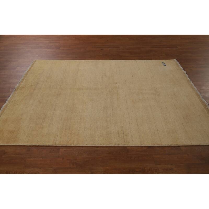 Modern Gabbeh Oriental Area Rug Handmade Yellow Wool Carpet - 4'11" x 7'0"