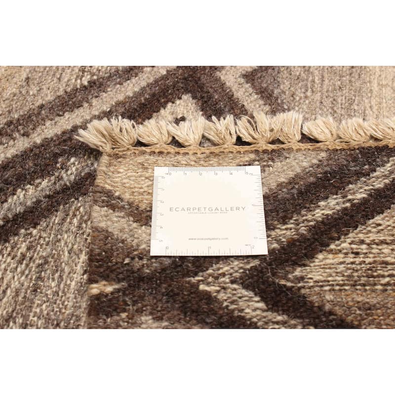 ECARPETGALLERY Flat-Weave Ankara FW Dark Brown Wool Kilim - 5'7 x 7'6