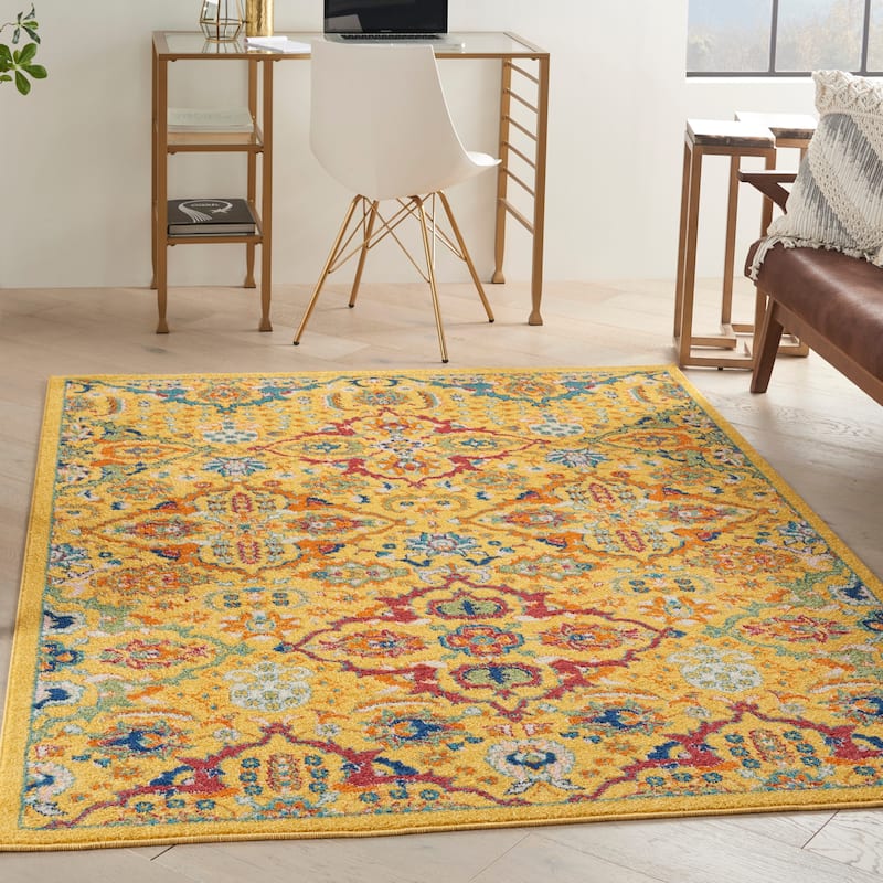 Nourison Allur Contemporary Boho Floral Medallion Area Rug - 5'3" x 7'3" - Yellow/Multicolor