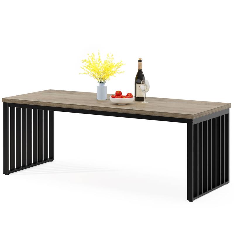 Dining Table for 6-8,78.74-inch Wood Metal Kitchen Table for Dining Room