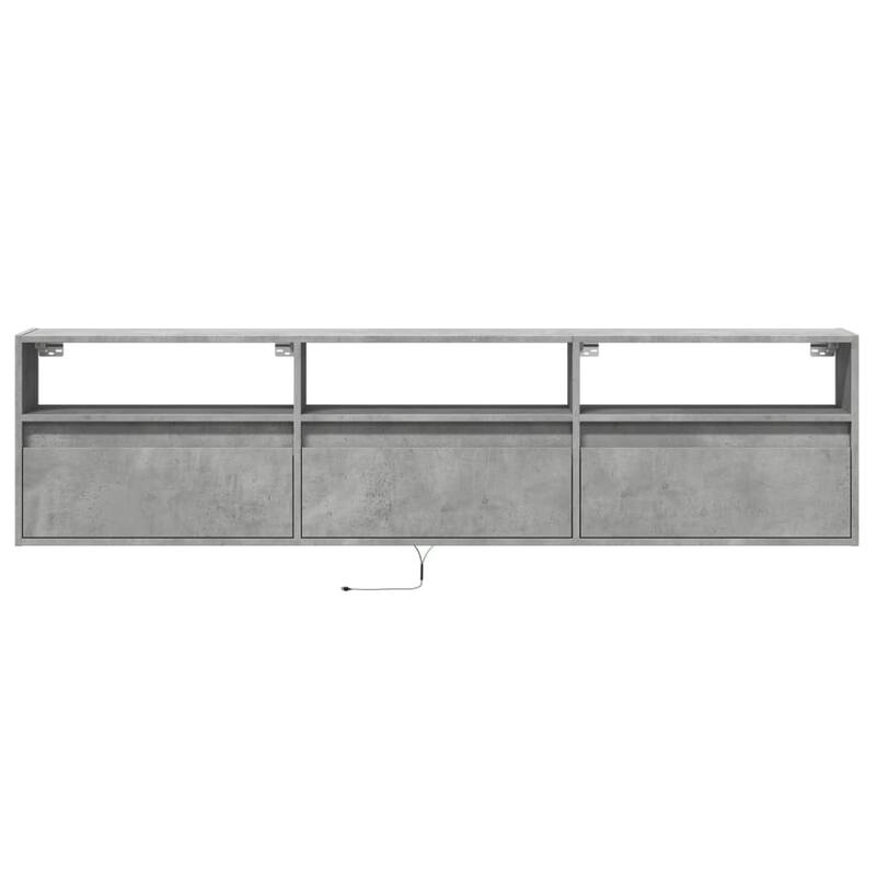 vidaXL TV Wall Cabinet Concrete Grey Engineered Wood Large - 12.2 x 70.9 x 17.7 in