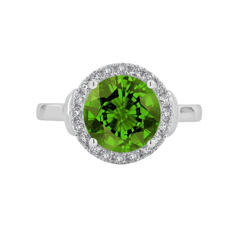 Auriya 3 5/8ct Round Peridot and Halo Diamond Engagement Ring 1/4ctw 14k Gold