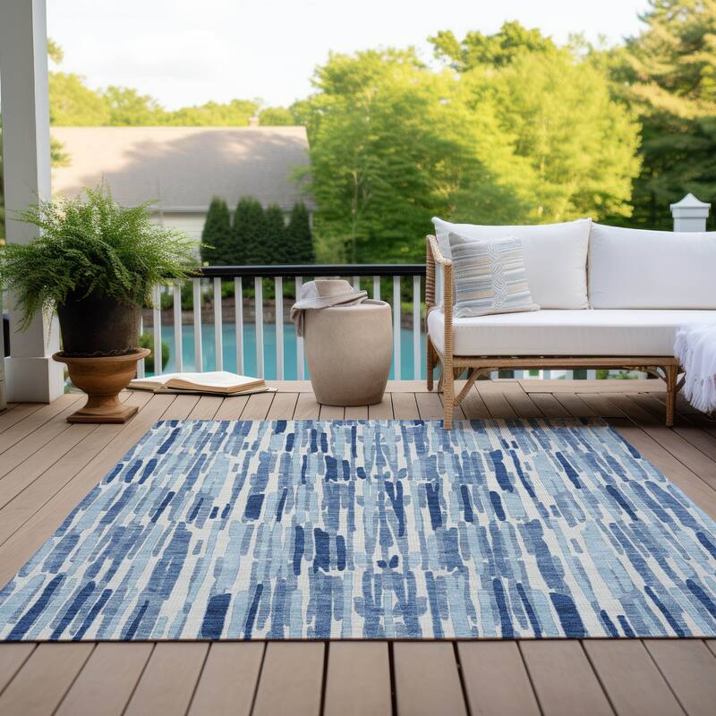 Machine Washable Indoor/ Outdoor Chantille Abstract Watercolor Rug