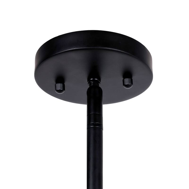 Mid-Century Modern Black 8-Light Chandelier Wheel Ceiling Light for Dining Living Room - D 40.1" x H 19"