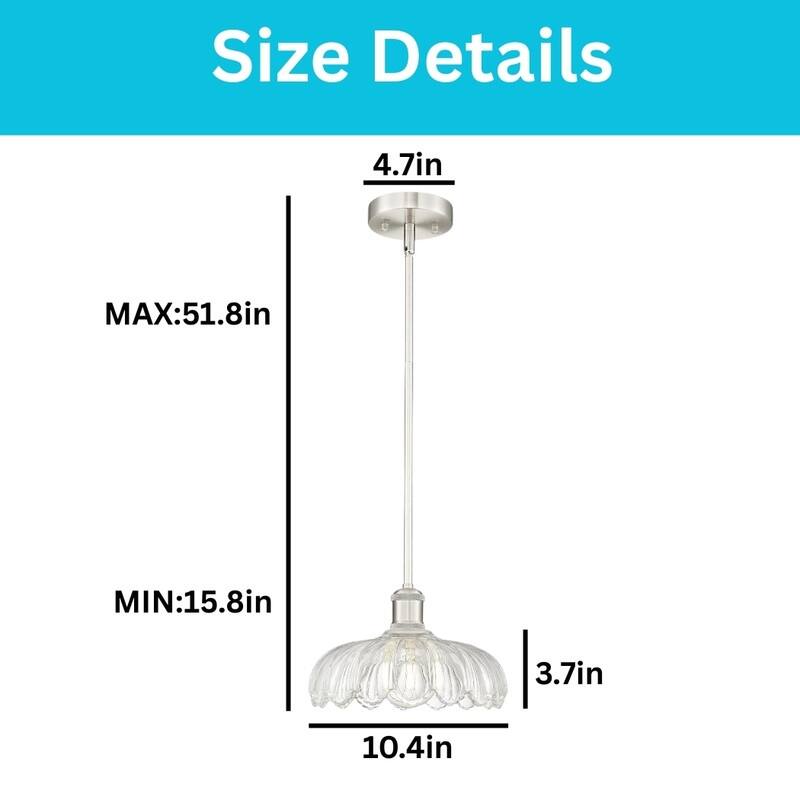 10.4” Bedroom light brushed nickel hanging lighting glass, metal pendant light