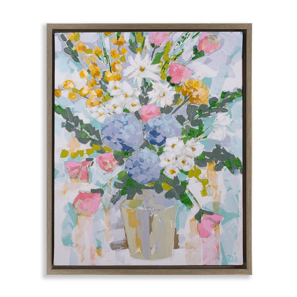 Stupell Pastel Abstract Bouquet Framed Floater Canvas Wall Art Design By Joan Curtis