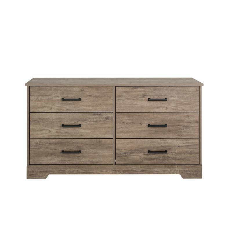 Prepac Rustic Ridge Farmhouse Chest, Wooden Bedroom Dresser with 6 Storage Drawers