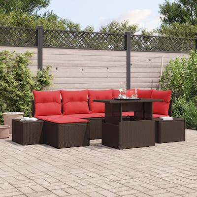 vidaXL 7 Piece Garden Sofa Set with Cushions - 103.9×60.6×27.2