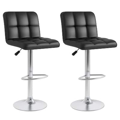 Set of 2 Adjustable Height Bar Stool with PU Leather Seat and Swivel Function for Kitchen or Pub - 17.5"L x 20"W x 37" - 45"H