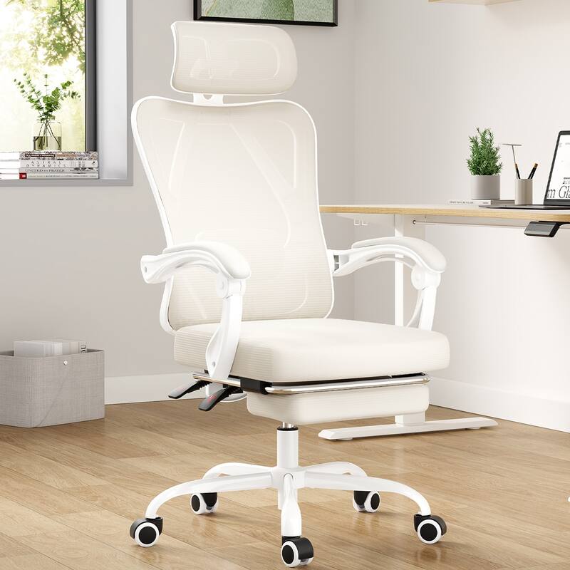 Ergonomic Office Chair with Footrest, Office Desk Chair with Headrest, High Back Computer Chair with Adjustable Lumbar Support
