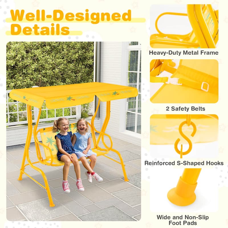Costway 2-Seater Toddler Porch Swing Chair with Metal Stand Adjustable - See Details