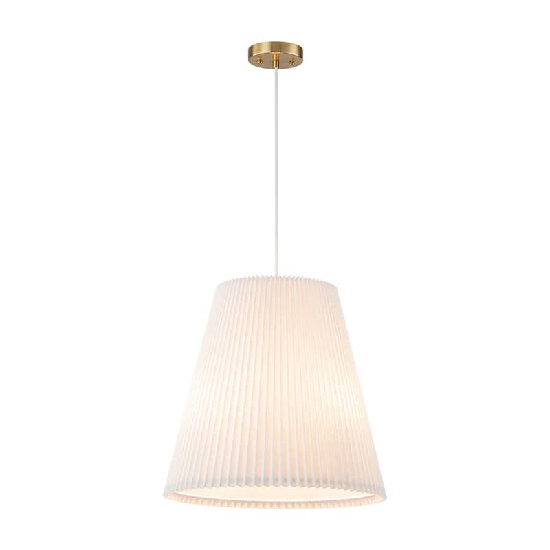 Scandinavian White Linen Pleated Conical Lantern Chandelier