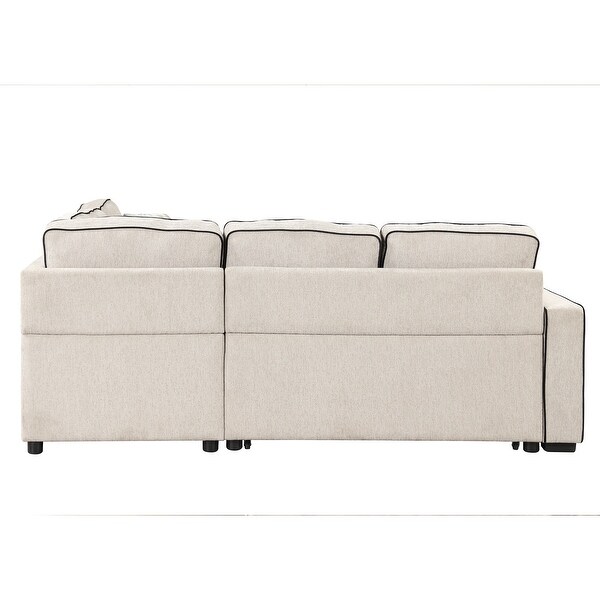 Cream Linen Fabric Pull Out Recline Bed Convertible Corner Sleep Sofa Bed Bath Beyond 41217387