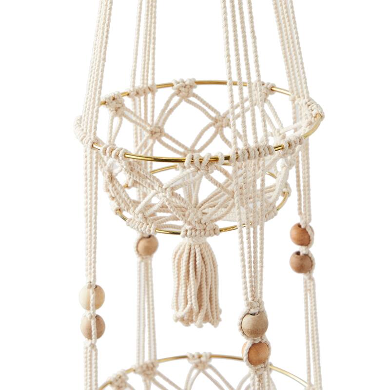 Intricately Handmade Fabric Hanging Macrame Wall Planter - Brown or White