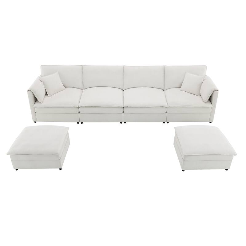 Chenille Modular Sectional Sofa, U Shaped Cloud Couch Set
