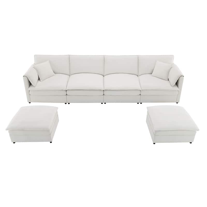 Oversized 134'' Modular U-Shaped 6 Seater Sectional Sofa with Double Cushions and Versatile Ottomans for Living Room