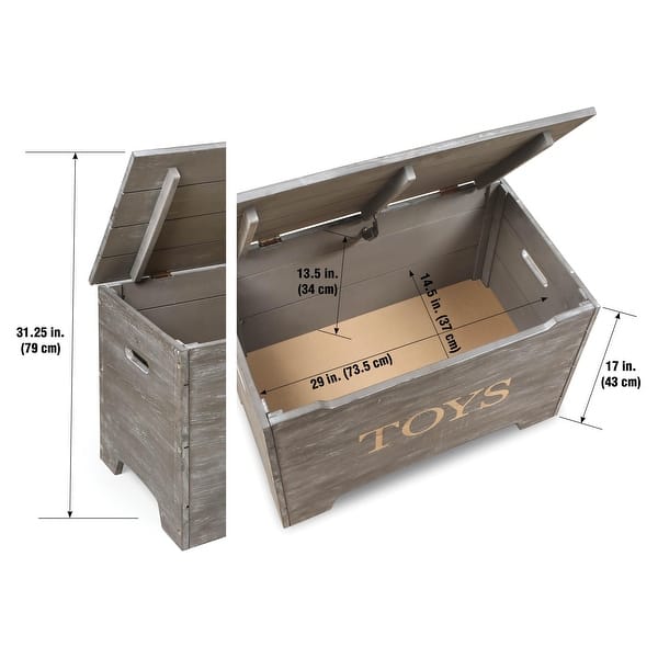 dimension image slide 2 of 5, Solid Wood Rustic Toy Box