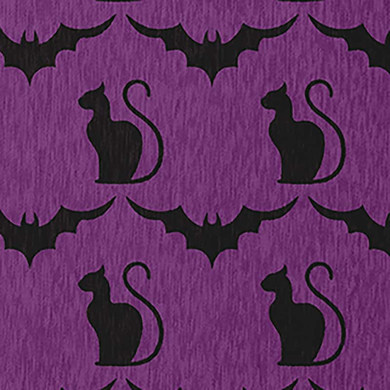 Cats and Bats Halloween Chenille Rug, 18" x 30"