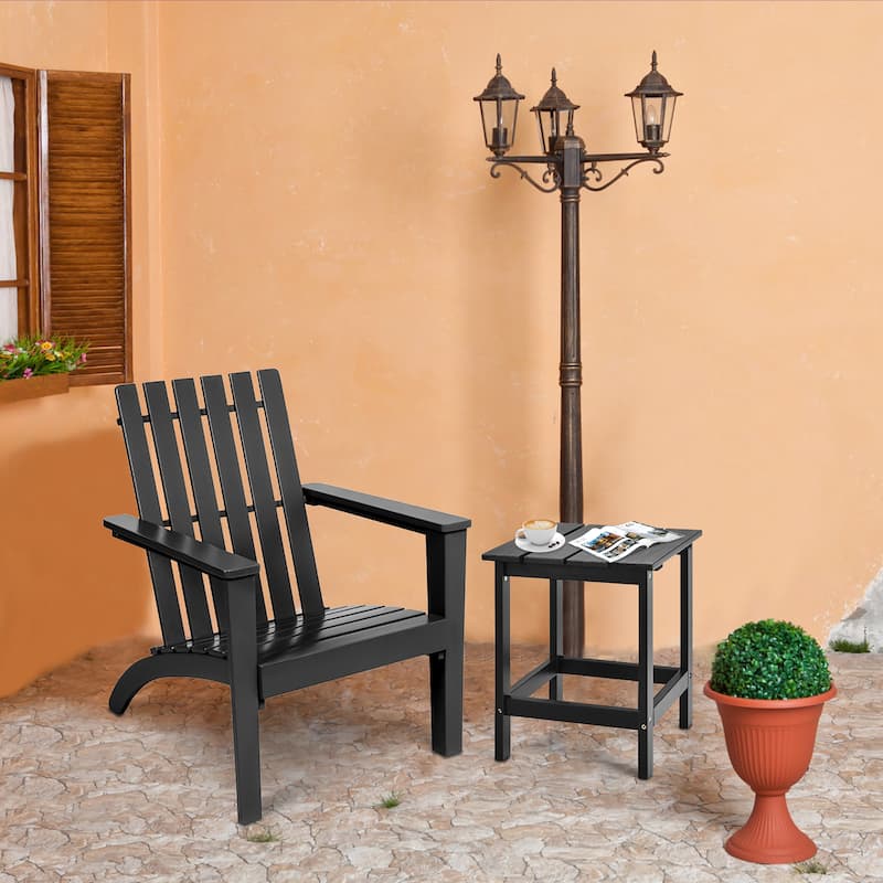 Costway 3PC Patio Adirondack Chairs Side Table Set Solid Wood Garden