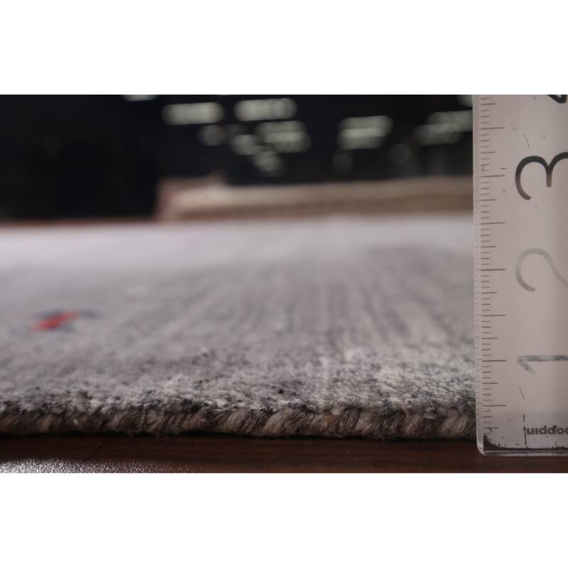 Striped Tribal Gabbeh Indian Area Rug Handmade Wool Carpet - 6'8"x 8'1"