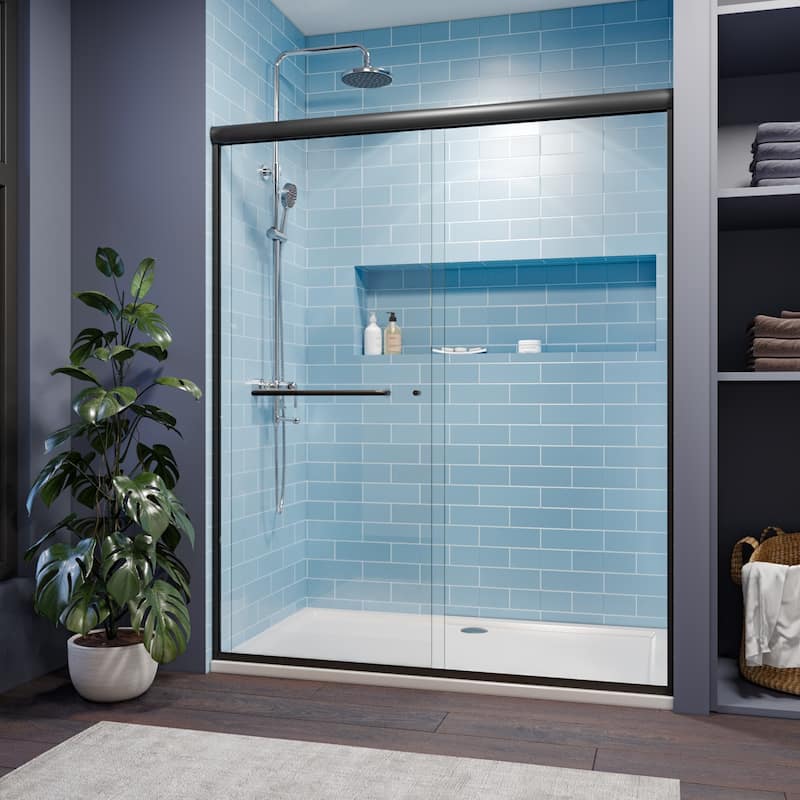 Elegant 60" W x 72" H Double Sliding Shower Doors Black or Brushed Nickel or Chrome finish - 60'' x 72''
