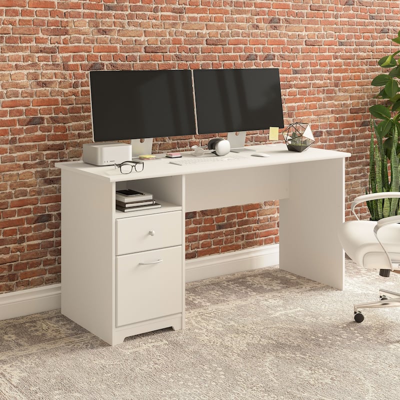 Bush Furniture Cabot 60W Computer Desk with Drawers and Storage - White