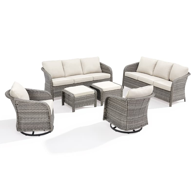 Pocassy Outdoor Patio Wicker Sofa Chair Furniture Set