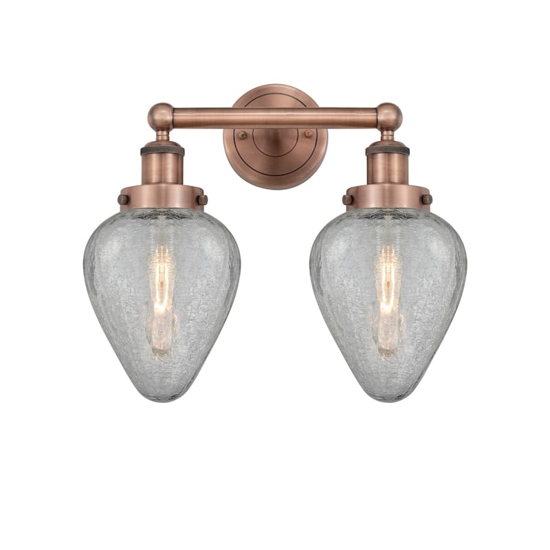Innovations Lighting 616-2W-12-15 Geneseo Vanity Geneseo 2 Light 15" - Antique Copper / Clear Crackle