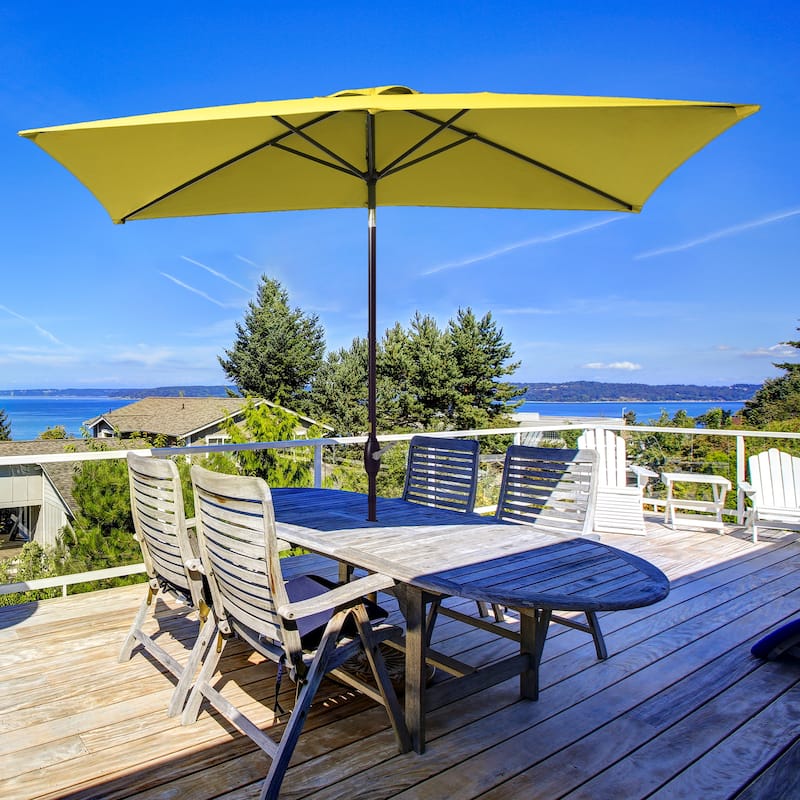 BONOSUKI Aluminum 10 x 6.5ft Patio Market Umbrella,Tilt and Crank - Yellow
