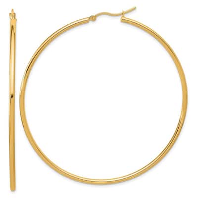 Curata 14k Yellow Gold Polished Hoop Earrings - 65x65mm