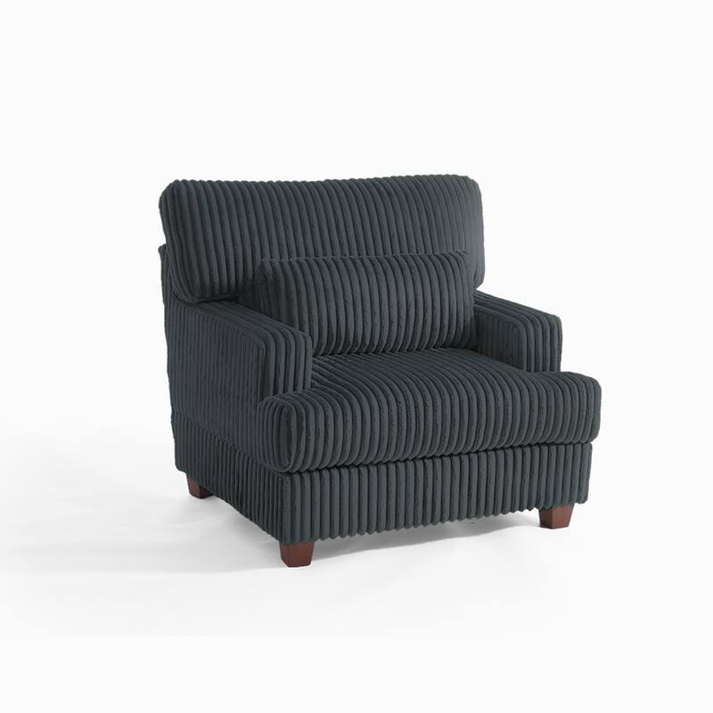 36" Wide Oversized Upholstered Chaise Lounge Accent Chair with Ottoman - Armchair - Dark Grey