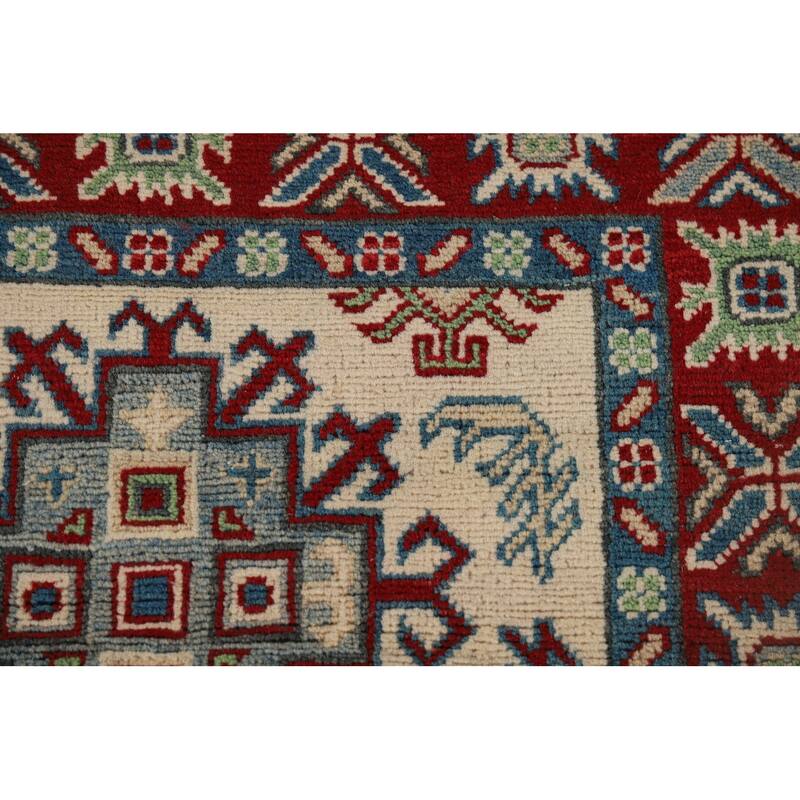 Ivory Kazak Oriental Runner Rug Hand-Knotted Wool Carpet - 2'8" x 11'4"