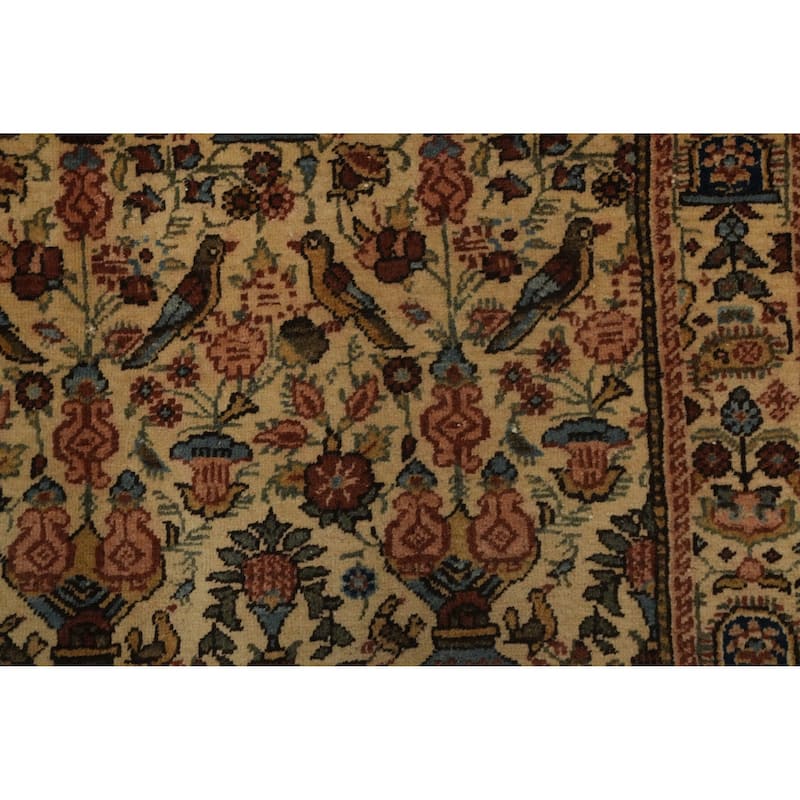Hand Knotted Oriental 100% Wool Carpet Traditional All-Over Beige & Ivories Qum Area Rug - 10' 6'' X 8' 1''