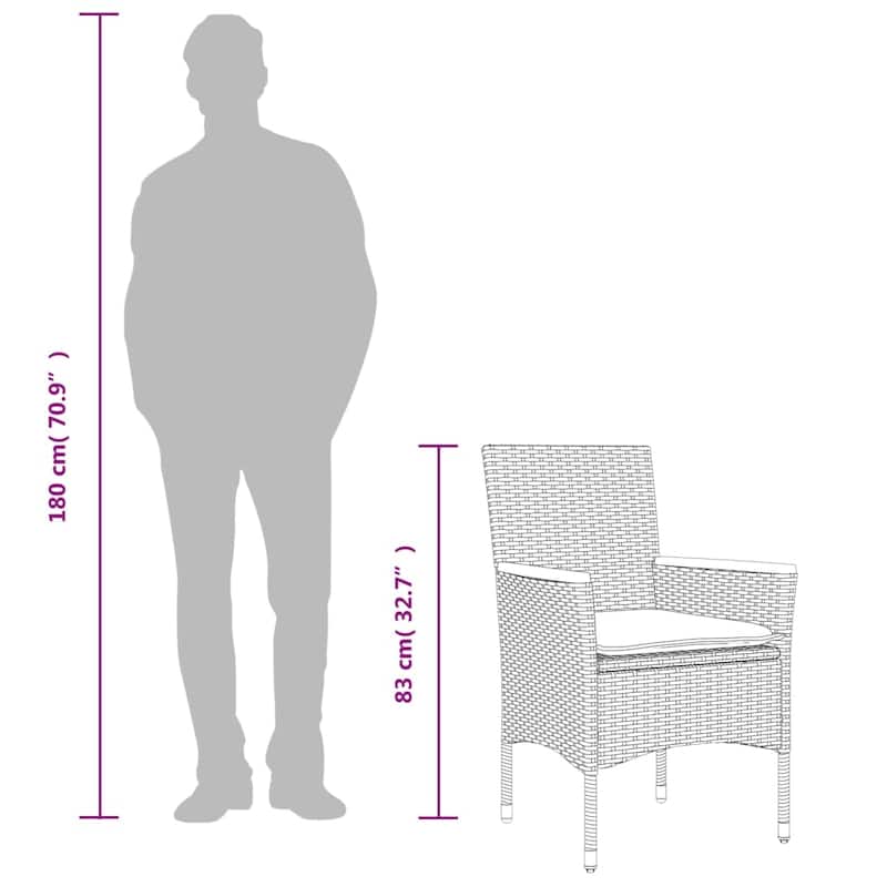 vidaXL Garden Chair Black, Cream White - 24.0 x 20.9 x 32.7