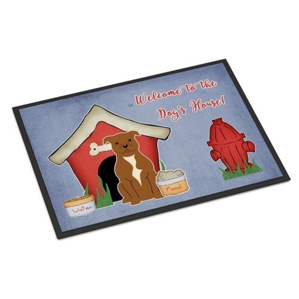 Carolines Treasures BB2801MAT Dog House Collection Staffordshire Bull Terrier Brown Indoor or Outdoor Mat 18 x 0.25 x 27 in.