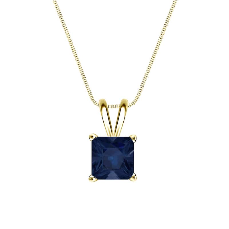 Auriya 14k Gold 1ct Princess-cut Sapphire Solitaire Necklace - Yellow