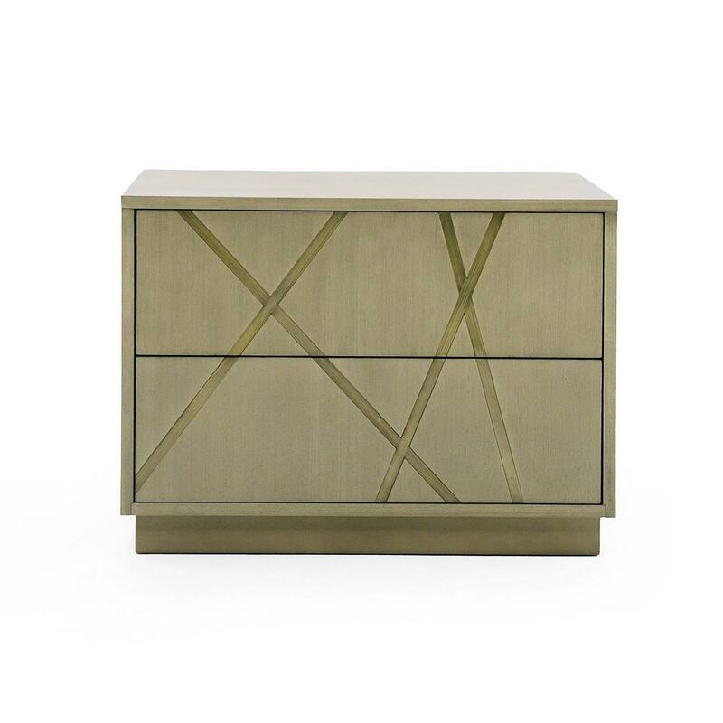 28 Inch Nightstand, Cross Sectioned Paint Art, Cubed Design, Bronze White