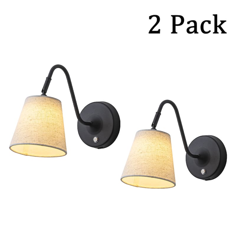 Battery Operated Wall Sconces Dimmable Integrated LED Rechargeable Cordless Swing Head for Bedroom or Corridors(2 Pack) - W5'' - Black